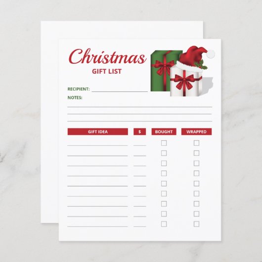 Cadeaudozen Met Een Hoed - Kerstcadeau Lijst Plann (Voorkant / Achterkant)