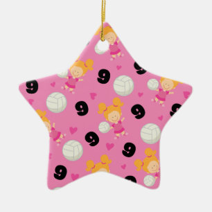 Cadeauidee voor meisjes Volleyball Player nummer 9 Keramisch Ornament