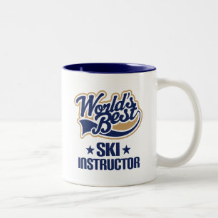 Cadeauidee voor Ski-instructeur (beste werelden) Tweekleurige Koffiemok