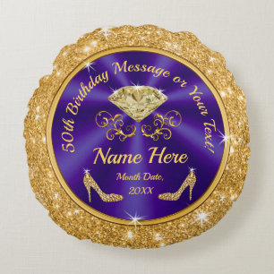 Cadeauideeën voor 50e verjaardag Vrouw, op maat ge Rond Kussen