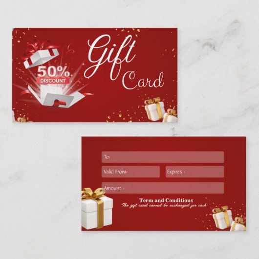 Cadeaukaart 50% korting Kerstmis 2023 Visitekaartje (Voorkant / Achterkant)