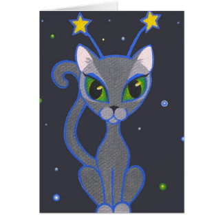 cadeaukaart "kat in ruimte zwart"