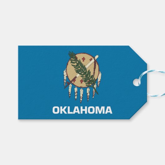 CadeauLabel met vlag van de staat Oklahoma, VS (Voorkant (Horizontaal))