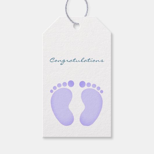 CadeauLabels - Gefeliciteerd Blauwe Paarse voetafd (Voorkant)