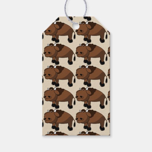 cadeaulabels voor buffalo cartoon (Voorkant)