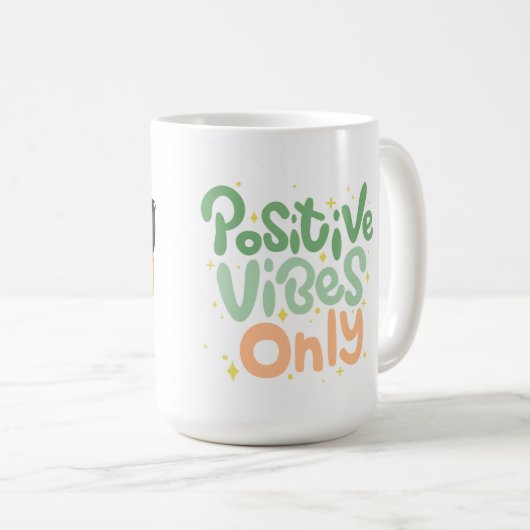 Cadeaumoer met alleen positieve vibraties koffiemok (Voorkant rechts)