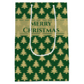 Cadeaunaam Label: Merry kerstGold Tree Pattern Medium Cadeauzakje (Achterkant)