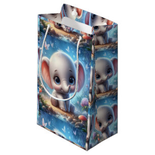 Cadeaupakket Mooie Baby Witte Olifant Bloem Blauw Klein Cadeauzakje