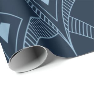 Cadeaupapier - Blauw Art Deco Geometrisch Patroon