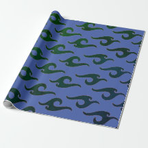 Cadeaupapier BLAUW EN ZWART JAPANSE PATROON