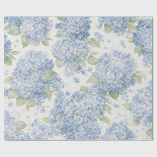Cadeaupapier | Blauw Hydrangeabloemen Geschenkpapi (Vlak)