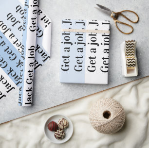 Cadeaupapier Blauw&Wit Streep Zoek een baan Jack
