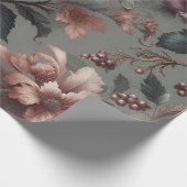 Cadeaupapier Floral Plum Copper Roos (Hoek)
