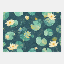 Cadeaupapier GreenLilyPad Set van 3 Flatwrap