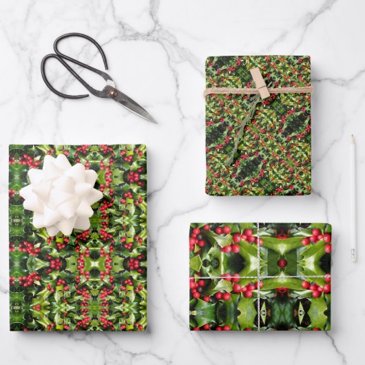 Cadeaupapier Holly Berries (Voorkant)