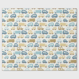 Cadeaupapier jongen auto's & vrachtwagens | Blauw 