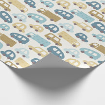 Cadeaupapier jongen auto's & vrachtwagens | Blauw