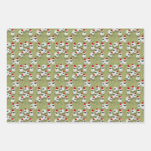 Cadeaupapier kerstset met charmante schapen