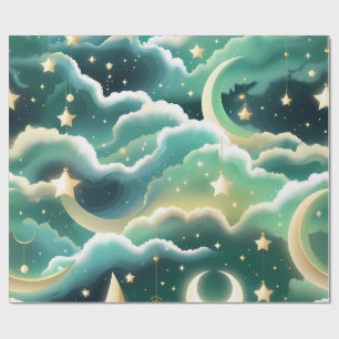 Cadeaupapier – Luxe Mintgroene Hemelse Maan