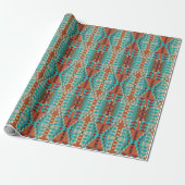 Cadeaupapier met Aqua Turquoise Oranje Bruin Mozaï (Uitgerold)