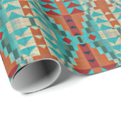 Cadeaupapier met Aqua Turquoise Oranje Bruin Mozaï (Rol Hoek)