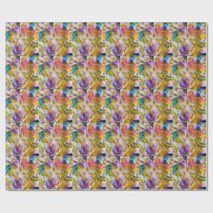 Cadeaupapier, Met de Hand Geschilderde Bloemmotiev Cadeaupapier