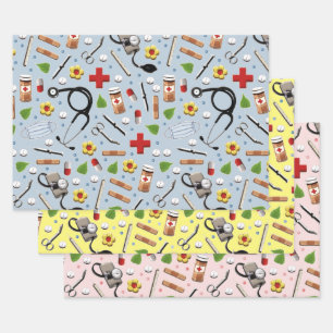 Cadeaupapier met doktersmotief vellen