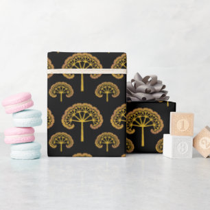 Cadeaupapier met gouden bomen