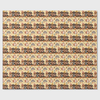 Cadeaupapier met kleuren van herfst en dachshondpu