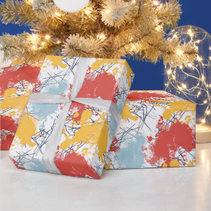 Cadeaupapier met kleurrijke spetters en lijnen