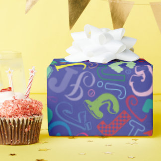 Cadeaupapier met letter J - Blauw