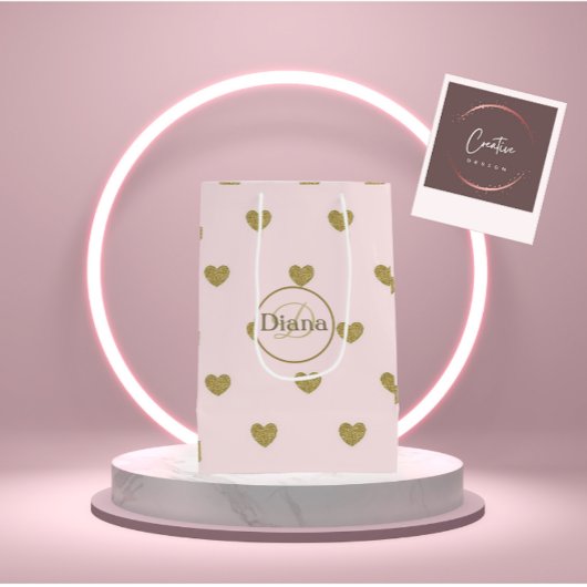 Cadeaupapier met monogram en naam medium cadeauzakje