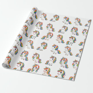 Cadeaupapier met Regenboog en Schattige Eenhoorns