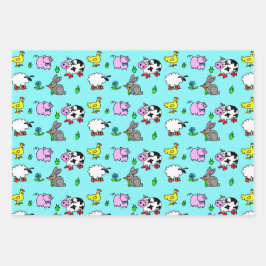 Cadeaupapier met schattige boerderijdieren