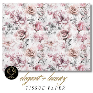Cadeaupapier met vintage roos motief tissuepapier
