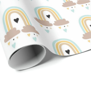 Cadeaupapier - Regenboog Wolken Harten