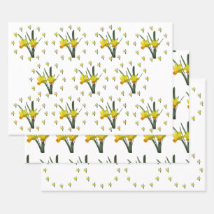 Cadeaupapier Set - Narcissenbloesems X 3