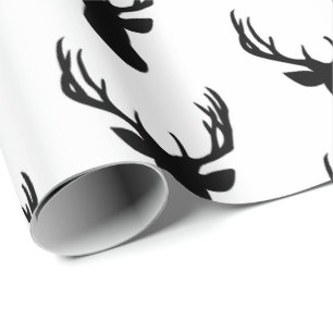 Cadeaupapier - Zwarte & Witte Hertenkop Hertenbok