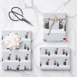Cadeaupapierenset met vakantiepinguïns inpakpapier vel