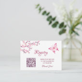 Cadeauregister QR-code | Baby shower van de vlinde Informatiekaartje (Staand voorkant)