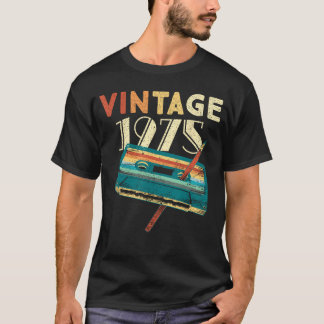 Cadeaus 50 jaar oud Vintage 1975 muziek cassette 5 T-shirt