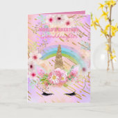 Cadeaus eenhoorn van KLEINDOCHTER Roze Goud Meisje Kaart (Gele Bloem)
