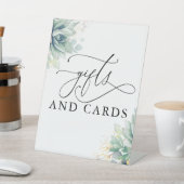 Cadeaus en Kaart Succulenten Groen Bruiloft Reclamebord Met Voetstuk (Insitu)