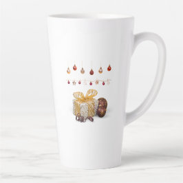 Cadeaus en kerstballen latte mok