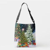 Cadeaus en kerstbomen crossbody tas (Achterkant)