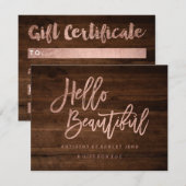 Cadeaus roos goud hallo kaart (Voorkant / Achterkant)