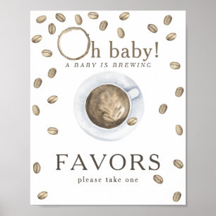 Cadeaus voor baby shower met koffie zetten poster