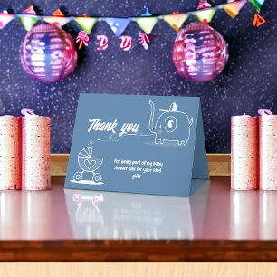 Cadeaus voor babyfeestje bedankkaart