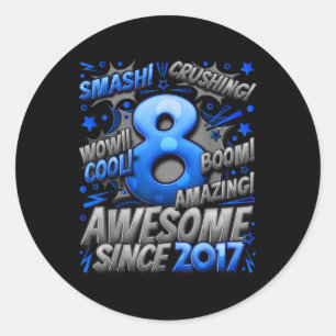 Cadeaus voor jongens van 8 jaar 8e verjaardag jong ronde sticker