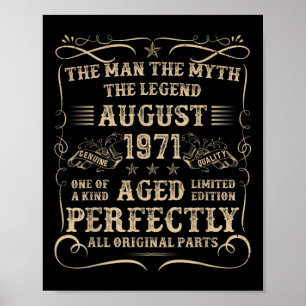 Cadeau's voor mannen van 54 jaar August 1971 54j Poster